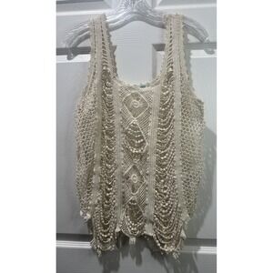 Maurices Large Tank Shirt Crochet Lace Ivory Boho Festival Beach Vacay Summer
